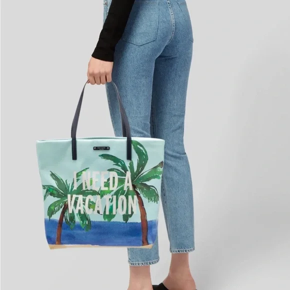 Kate Spade Novelty Blue "I Need A Vacation"
MAXI Tote Bag Bon Shopper - Picture 3 of 13